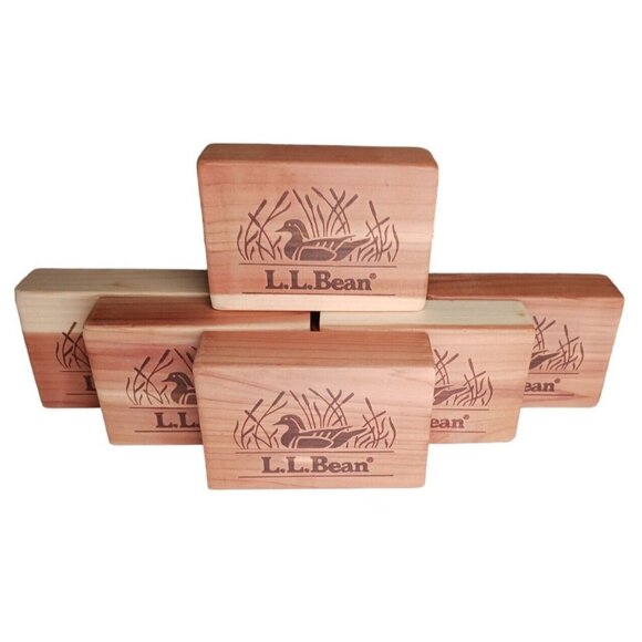 7 LL Bean Cedar Wood Blocks Bricks Home Decor Moth Repellent Duck in Grass - Picture 5 of 7